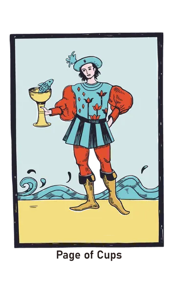 컵 페이지 타로카드 (Page of Cups) 그림