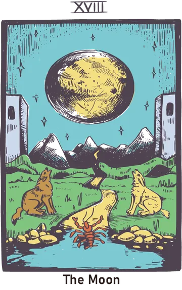달 타로카드 (The Moon) 그림