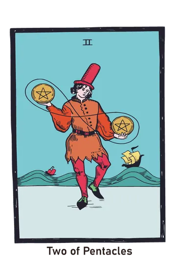 펜타클 2 타로카드 (2 of Pentacles) 그림