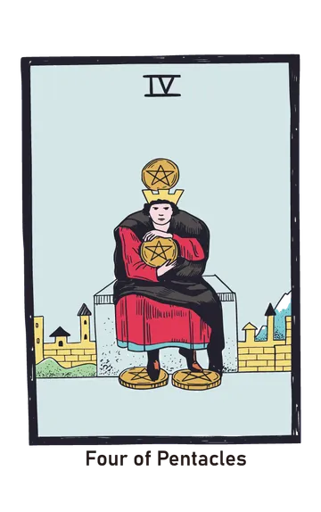 펜타클 4 타로카드 (4 of Pentacles) 그림