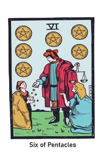 펜타클 6 타로카드 (6 of Pentacles) 그림
