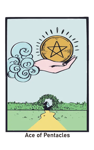 펜타클 에이스 타로카드 (Ace of Pentacles) 그림