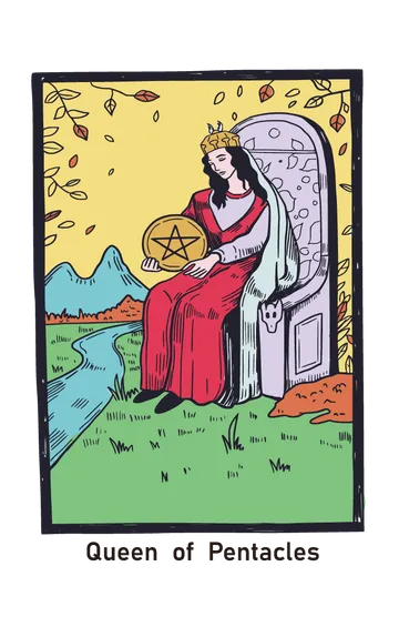 펜타클 퀸 타로카드 (Queen of Pentacles) 그림