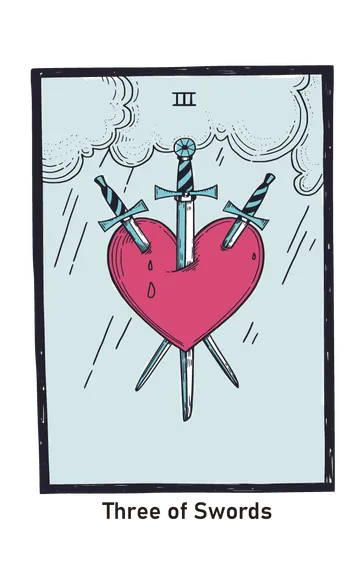 소드 3 타로카드 (3 of Swords) 그림