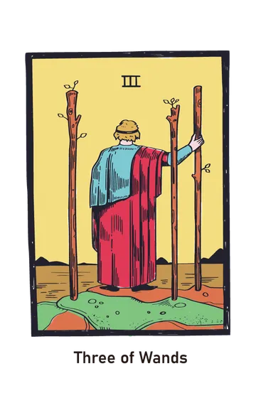 완드 3 타로카드 (3 of Wands) 그림
