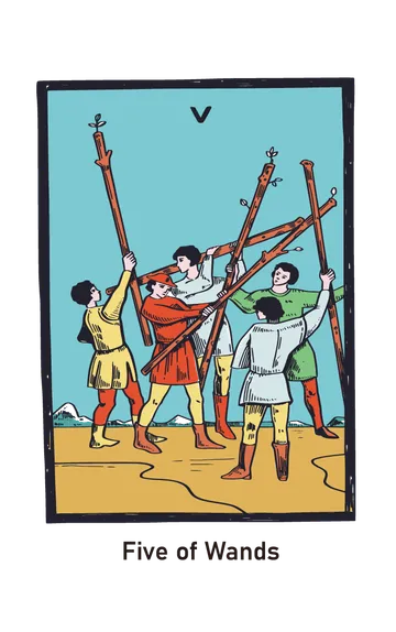 완드 5 타로카드 (5 of Wands) 그림