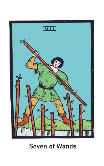 완드 7 타로카드 (7 of Wands) 그림