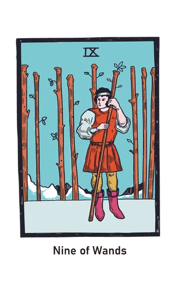 완드 9 타로카드 (9 of Wands) 그림